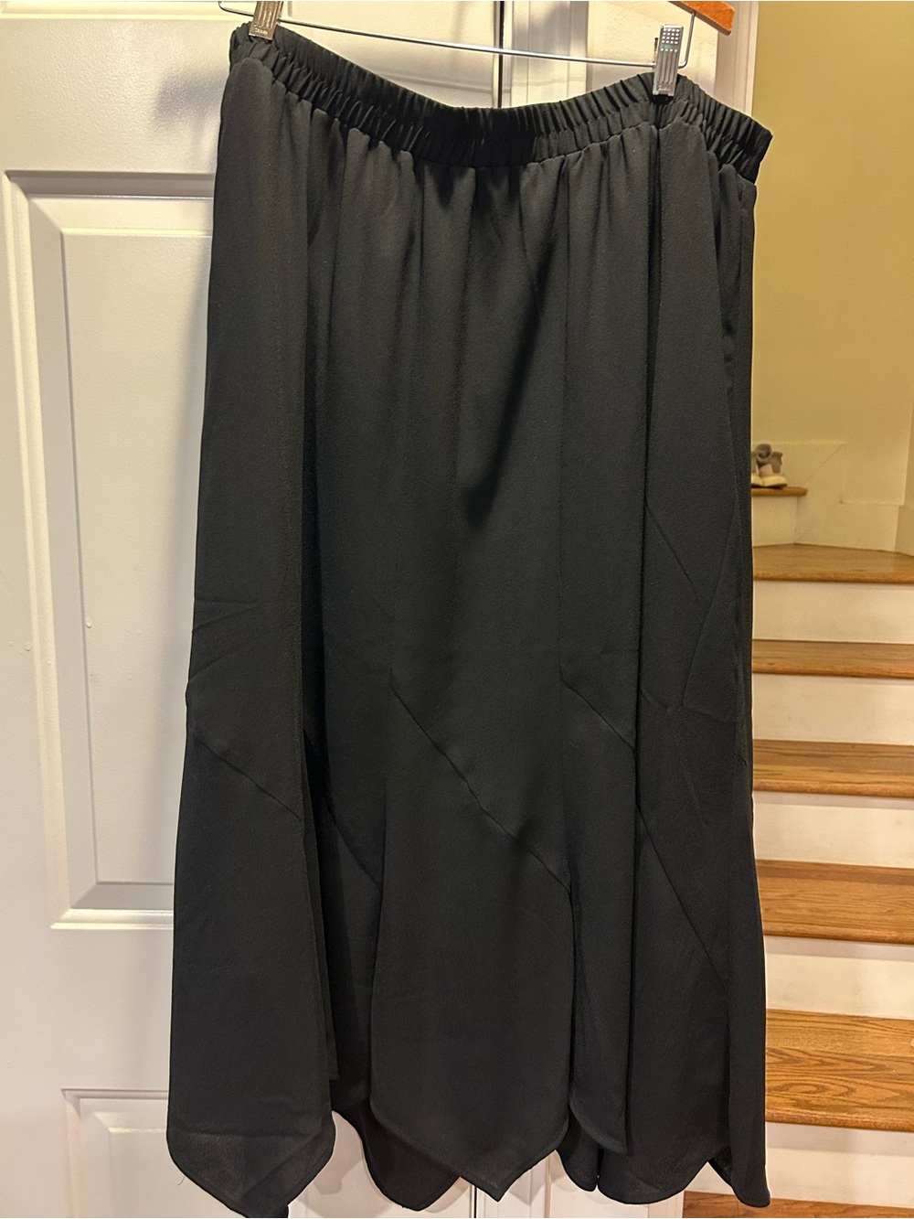 Catherines Black A-Line Midi Skirt with Scalloped Hem 18/20W